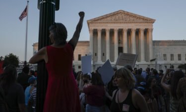 Abortion-rights activists attend a rally after the announcement to the Dobbs v Jackson Women's Health Organization ruling in front of the U.S. Supreme Court on June 24