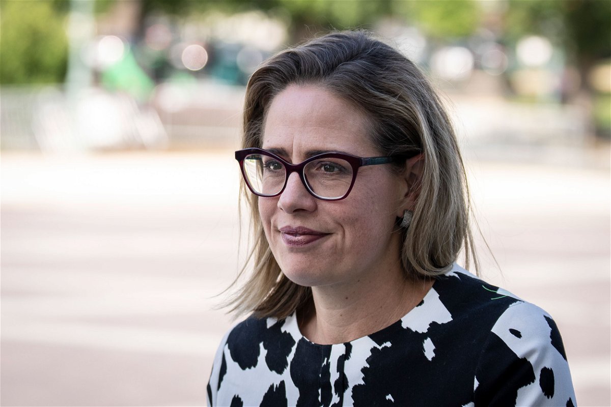 <i>Drew Angerer/Getty Images</i><br/>Democratic Sen. Kyrsten Sinema of Arizona is pushing for drought resilience funding in her party's tax and climate package.