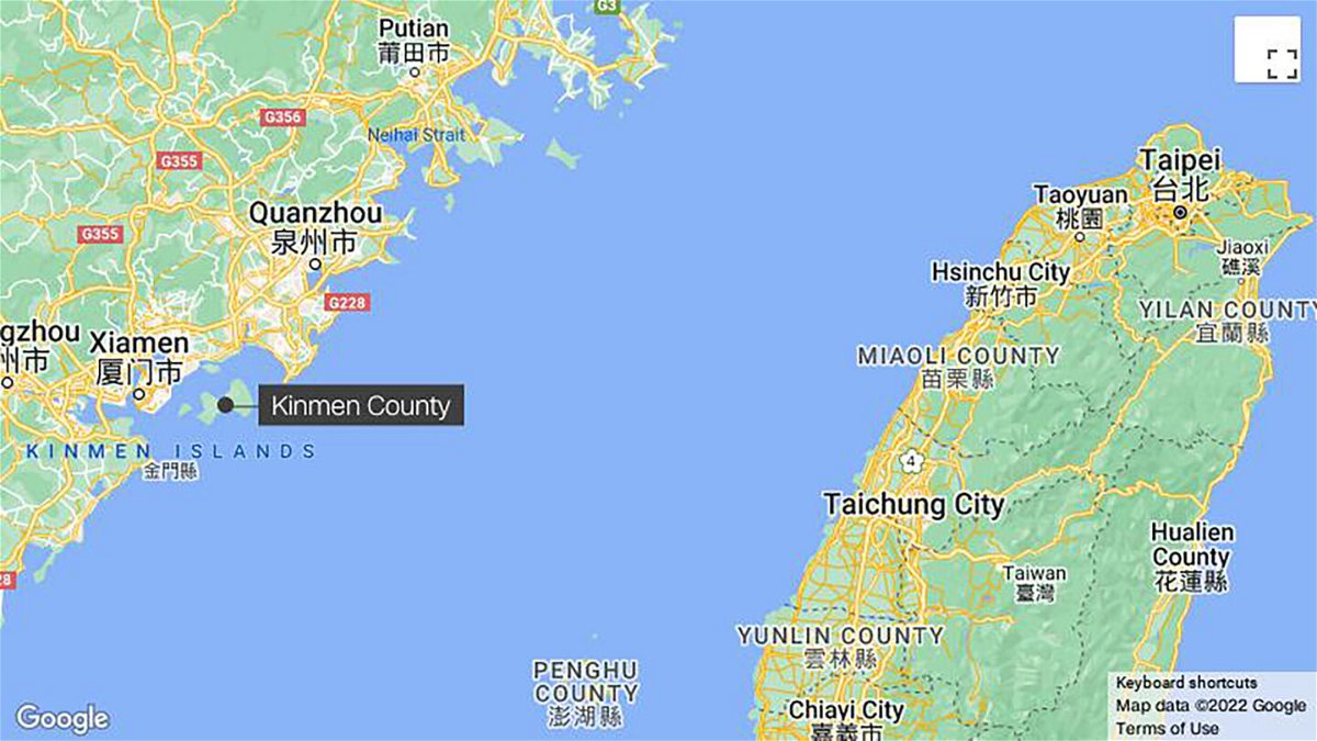 <i>Google Maps</i><br/>Taiwanese soldiers on August 30 fired flares at three unidentified drones that flew near Kinmen County