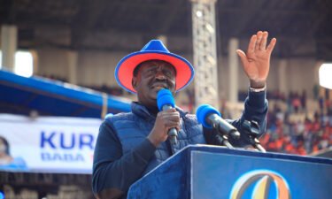 Raila Odinga speaks on the final day of campaign in Nairobi on June 8. Odinga formally filed a petition challenging the election results in Kenya's Supreme Court on August 22.