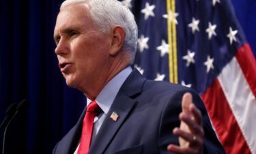 Former vice president Mike Pence speaks at the Heritage Foundation in Washington on October 19. Pence is raising big money for GOP midterm candidates.
