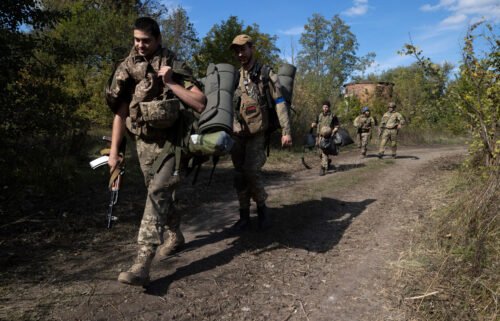 Ukrainian soldiers near Lyman