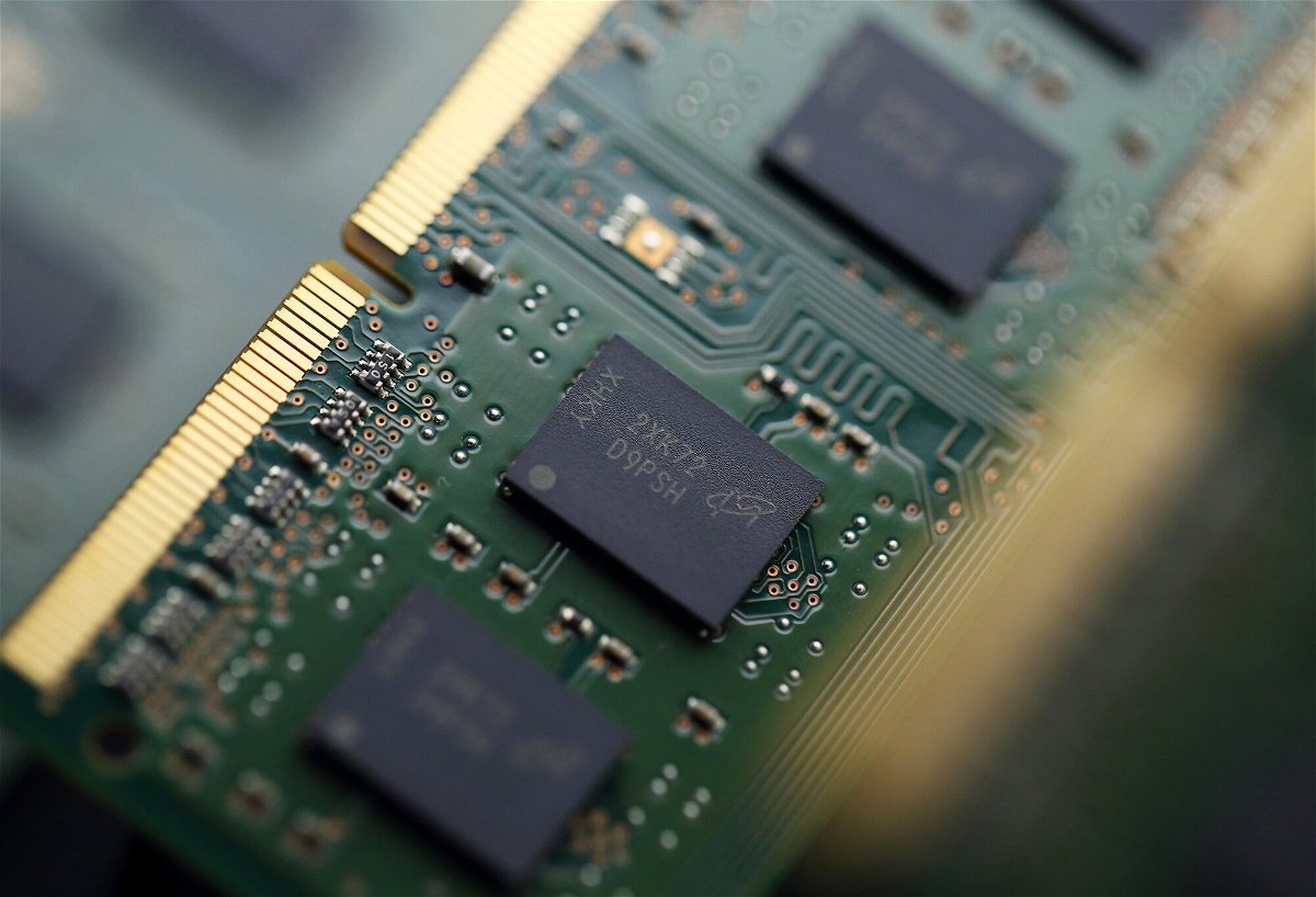 <i>Tomohiro Ohsumi/Bloomberg/Getty Images</i><br/>Micron Technology Inc. chips are arranged for a photograph in Tokyo