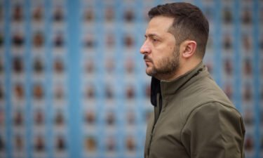 Ukraine's President Volodymyr Zelensky visits the Memory Wall of Fallen Defenders of Ukraine in Kyiv on October 14. Senior US officials have in recent weeks been urging Ukraine to signal that it is still open to diplomatic discussions with Russia.