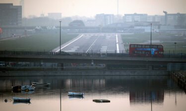 The runway at London City Airport is empty as the airport remains closed while the UK continues in lockdown to help curb the spread of the coronavirus.