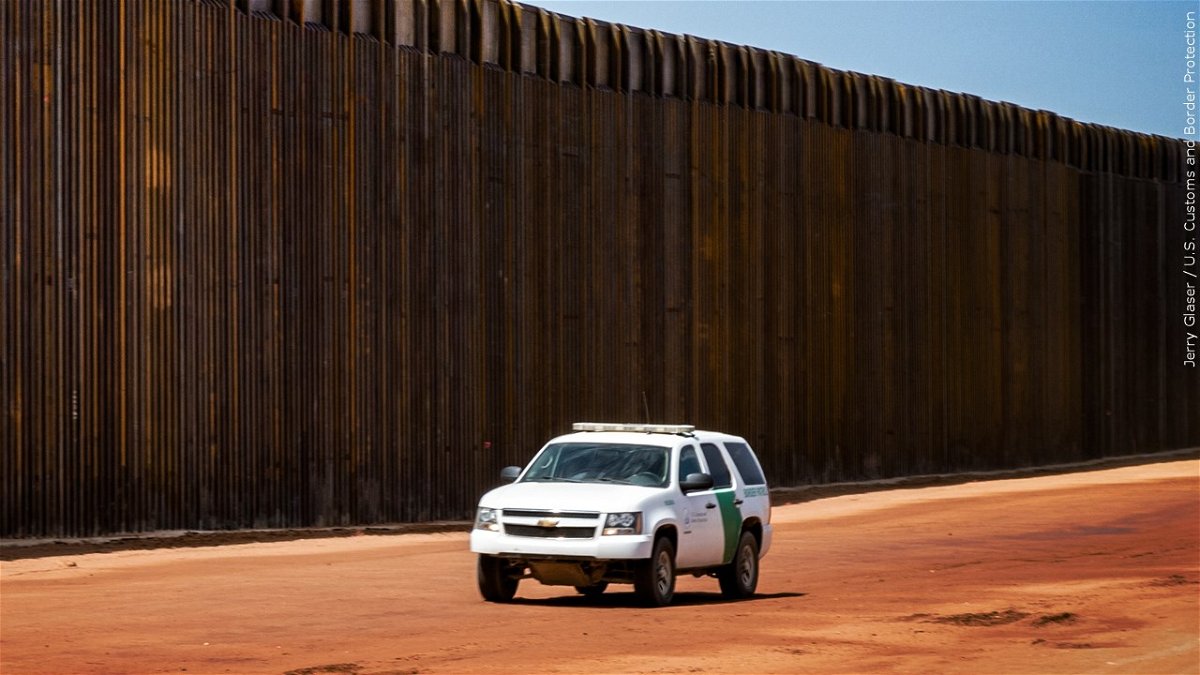 PHOTO: Border patrol agents patrolling the border wall system near Naco, Arizona, Photo Date: 8/12/2020