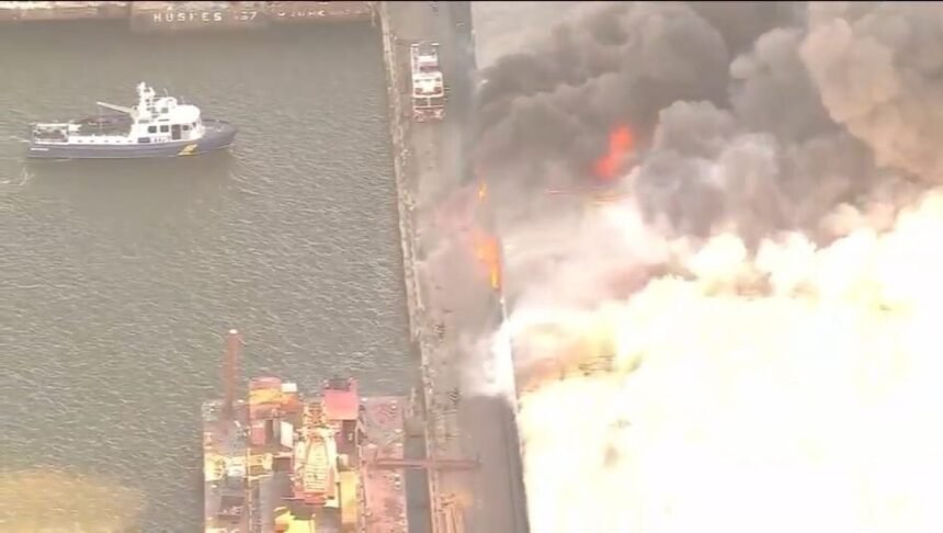 <i>WABC</i><br/>A massive fire breaks out at NYPD impound