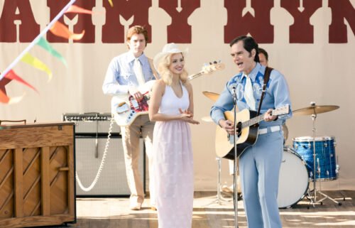 Jessica Chastain as Tammy Wynette (left) and Michael Shannon as George Jones are pictured here in the Showtime limited series "George & Tammy."