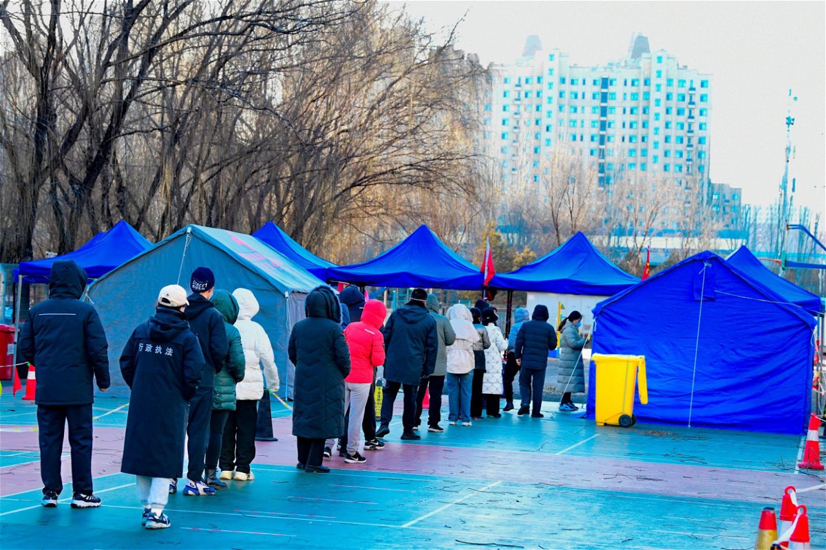 <i>CFOTO/Future Publishing/Getty Images</i><br/>Residents line up for Covid tests in Hohhot