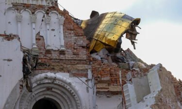 The Orthodox monastery in Dolyna is one of many buildings damaged by shelling.