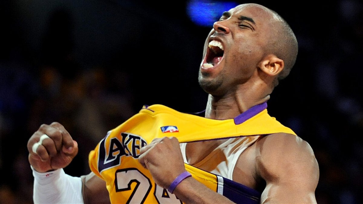 <i>Wally Skalij/Los Angeles Times/Getty Images</i><br/>Kobe Bryant celebrates his three pointer against the Nuggets in Game 2 of the NBA Playoffs at the Staples Center in 2008.