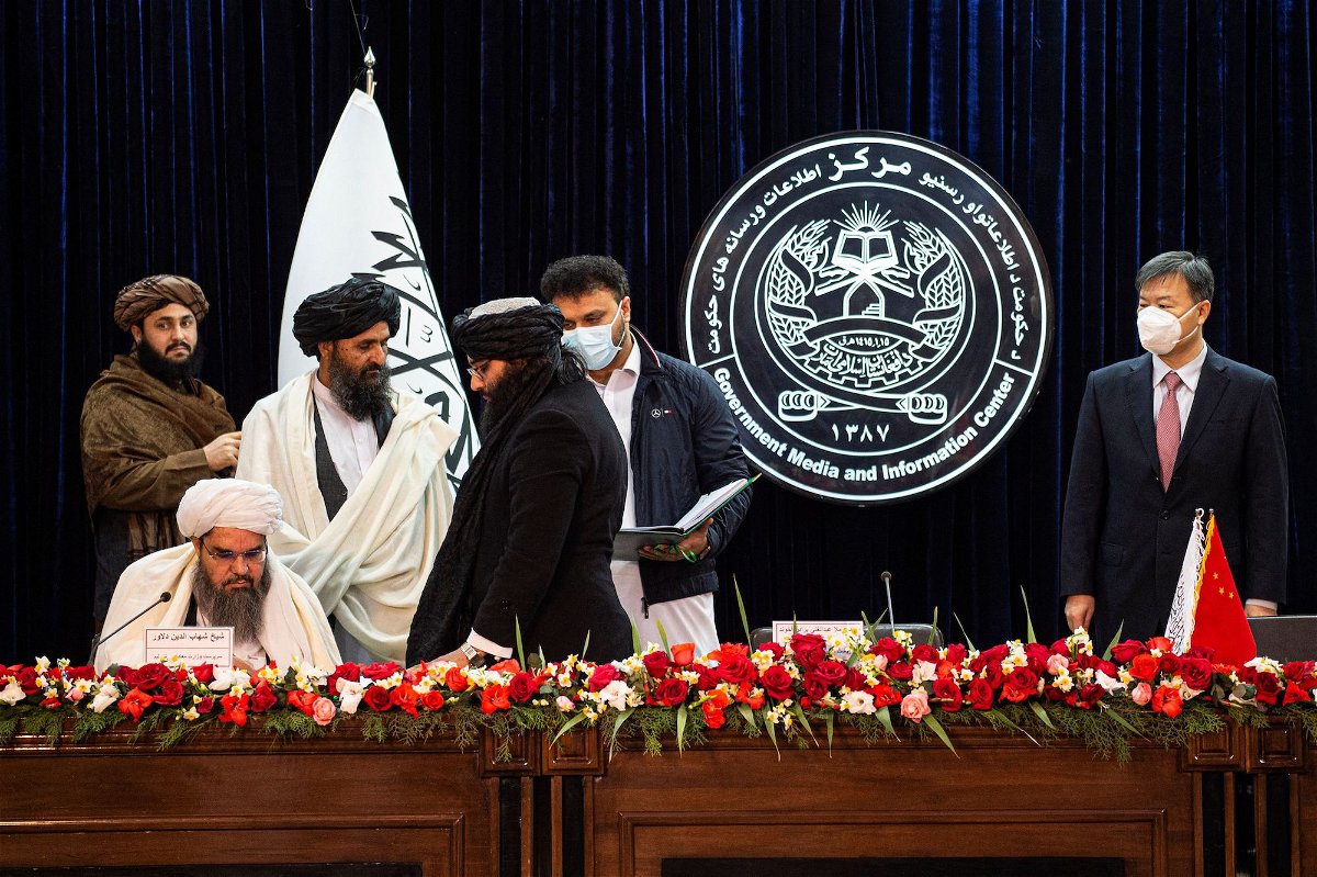 <i>Ahmad Sahel Arman/AFP/Getty Images</i><br/>Acting minister of mines and petroleum Shahabuddin Dilawar (L sitting)