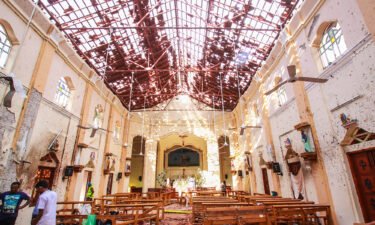 Sri Lankan officials inspect St. Sebastian's Church in Negombo