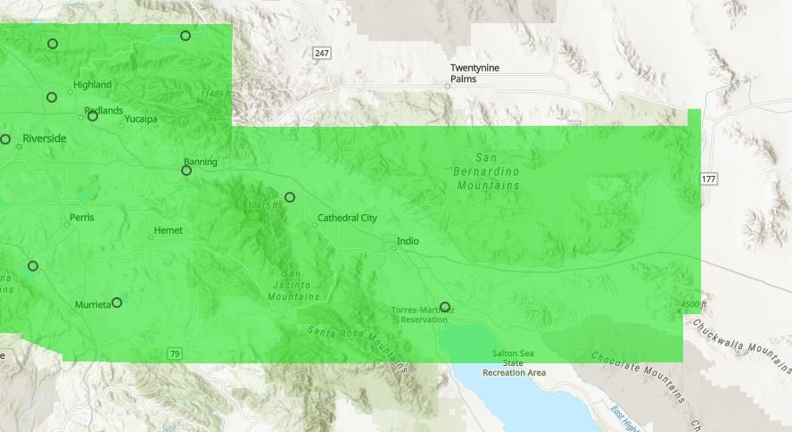 South Coast Air Quality Management District map of Riverside County reporting 'Good' air quality.
