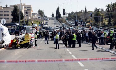 The scene where a suspected ramming attack took place in Jerusalem on Friday.