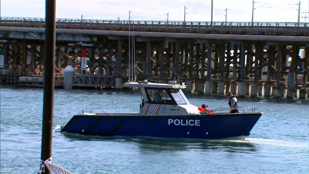 <i>Nine News</i><br/>A police boat patrols the Swan River in the Perth suburb of Fremantle