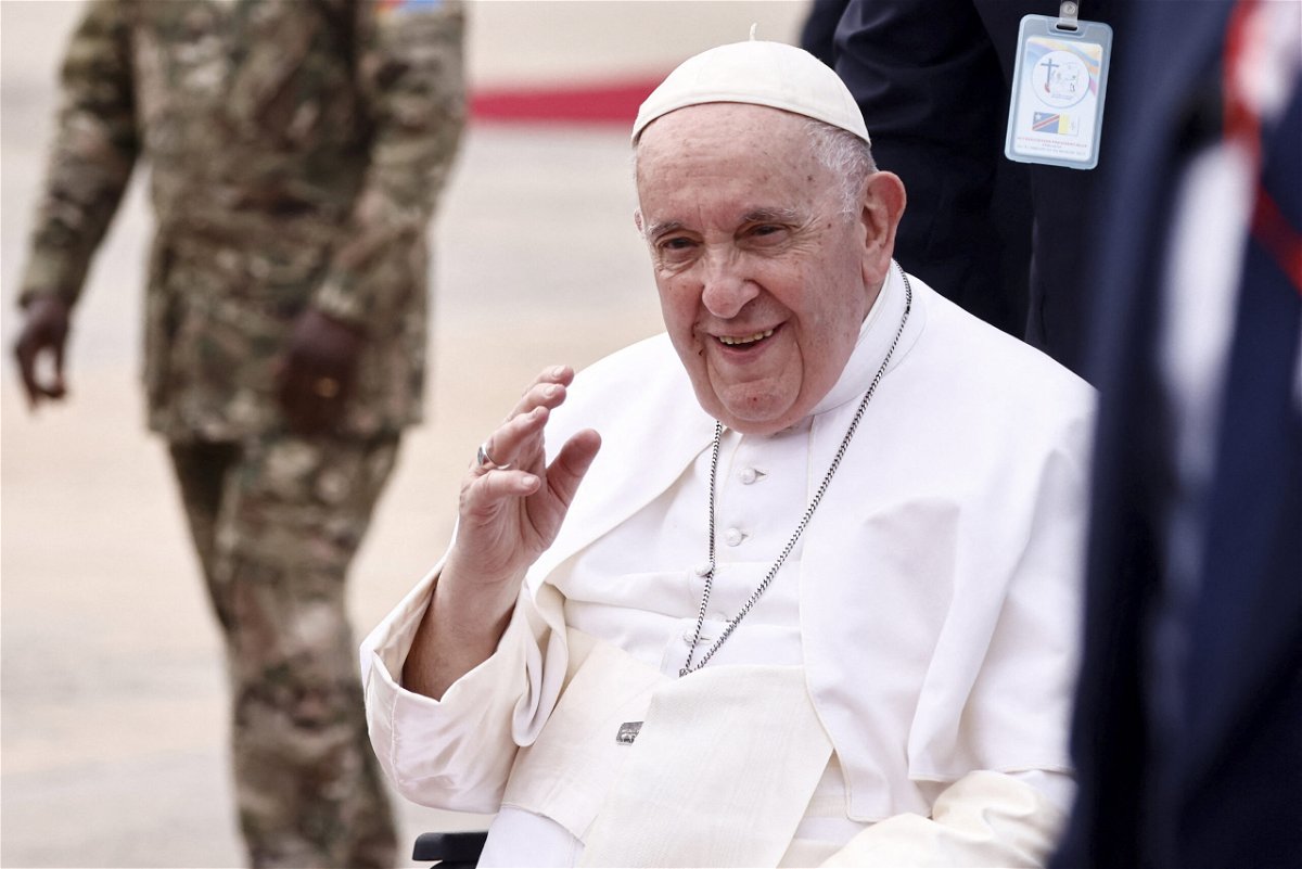 <i>Yara Nardi/Reuters</i><br/>Pope Francis arrived in South Sudan on Friday from neighboring Democratic Republic of Congo.