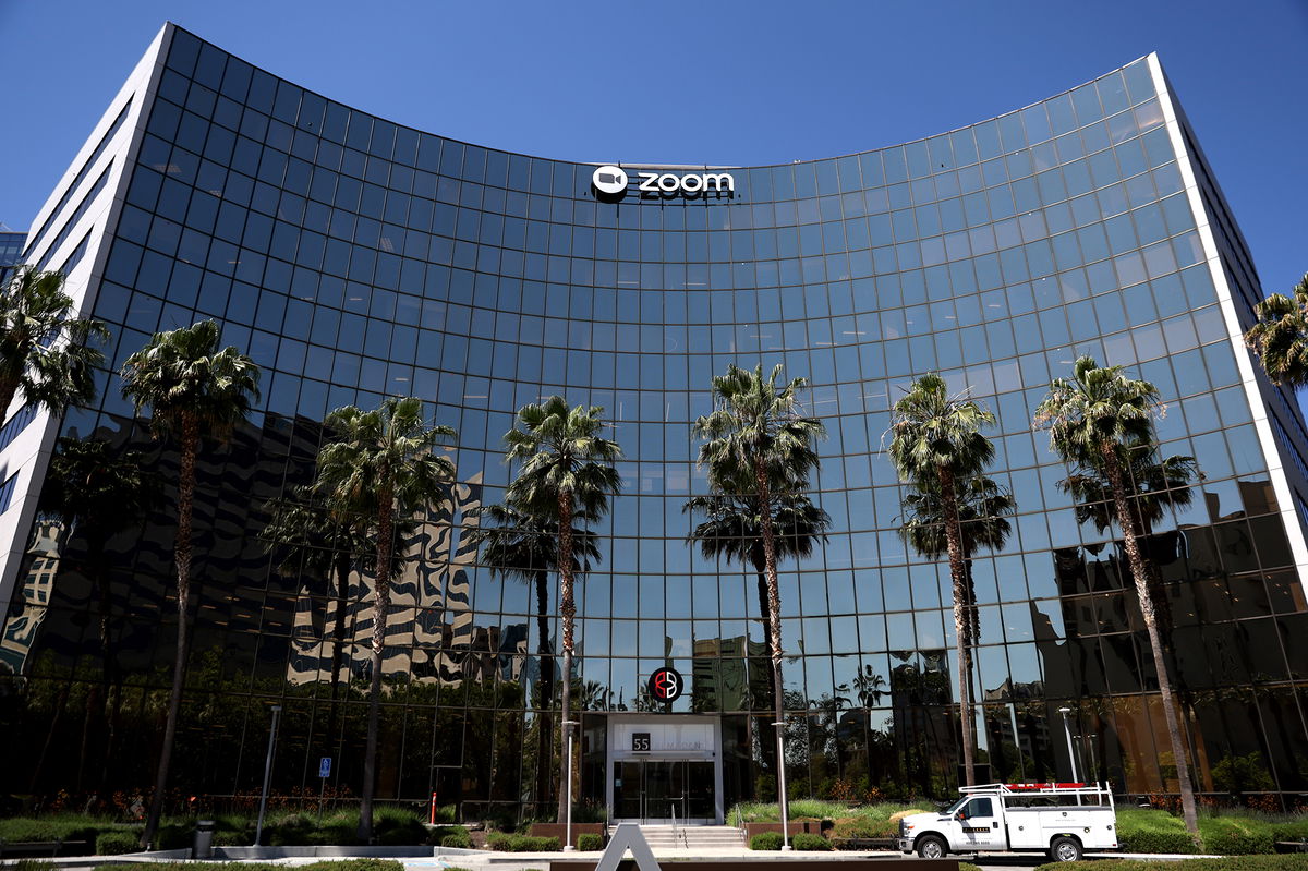 <i>Justin Sullivan/Getty Images</i><br/>Zoom will lay off approximately 15% of its staff. Pictured is the  Zoom Video Communications headquarters on May 23