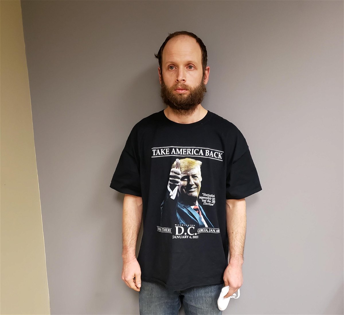 <i>US Justice Department</i><br/>Capitol rioter Garret Miller's mugshot is pictured here after being arrested in Texas on January 20