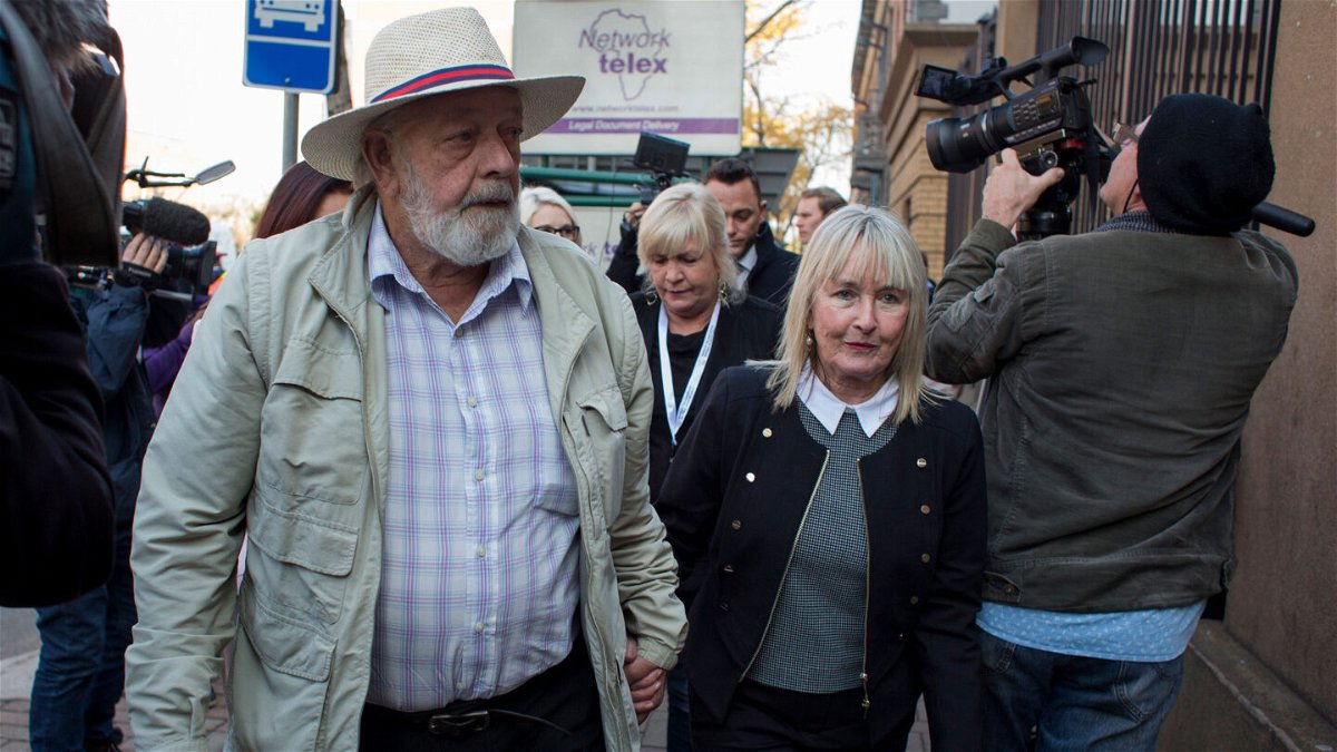 <i>Charlie Shoemaker/Getty Images</i><br/>June and Barry Steenkamp arrive on the third day of Oscar Pistorius' hearing for a resentence at North Gauteng High Court on June 15