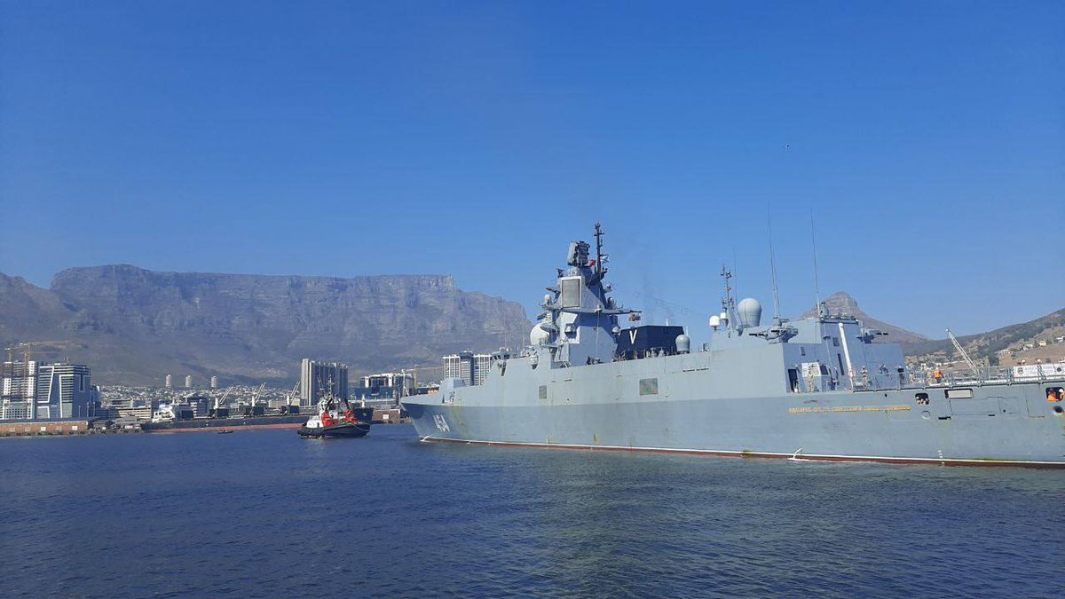 Russian frigate docks in South Africa ahead of joint naval drills with China and Russia.