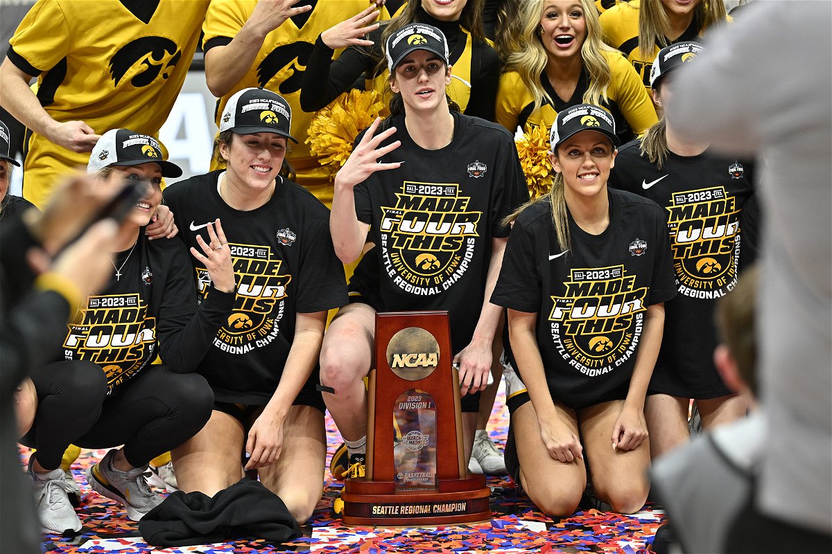 <i>Alika Jenner/Getty Images</i><br/>Caitlin Clark starred for the Iowa Hawkeyes in their win against the Louisville Cardinals in the Elite Eight.