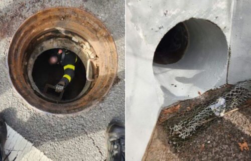 The New York City Fire Department shared these two images on Twitter showing a manhole and entrance into the sewer system.