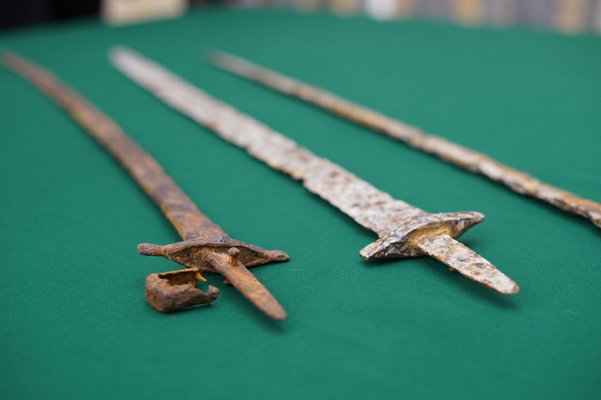 <i>From @DFONewYork/Twitter</i><br/>The Ukrainian stolen artifacts included three metal swords