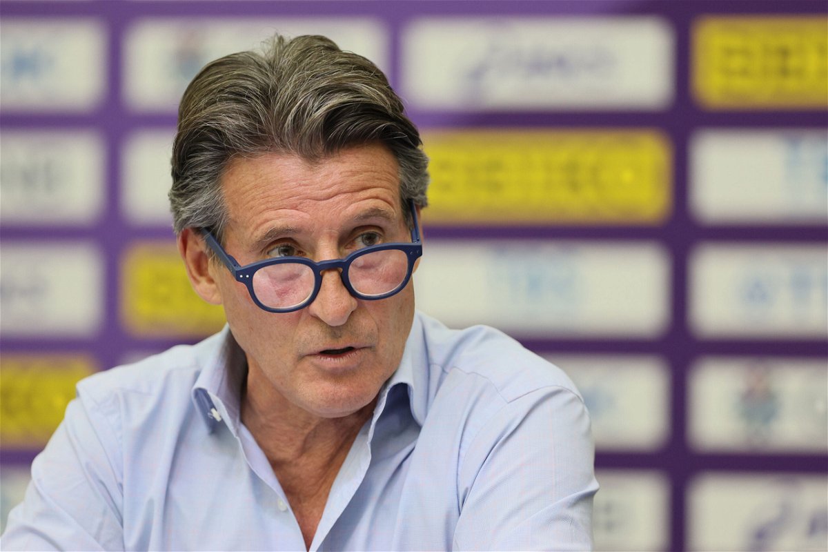 <i>Andy Lyons/Getty Images for World Athletics/FILE</i><br/>World Athletics President Sebastian Coe speaks at the end of the World Athletics Championships in Oregon on July 24