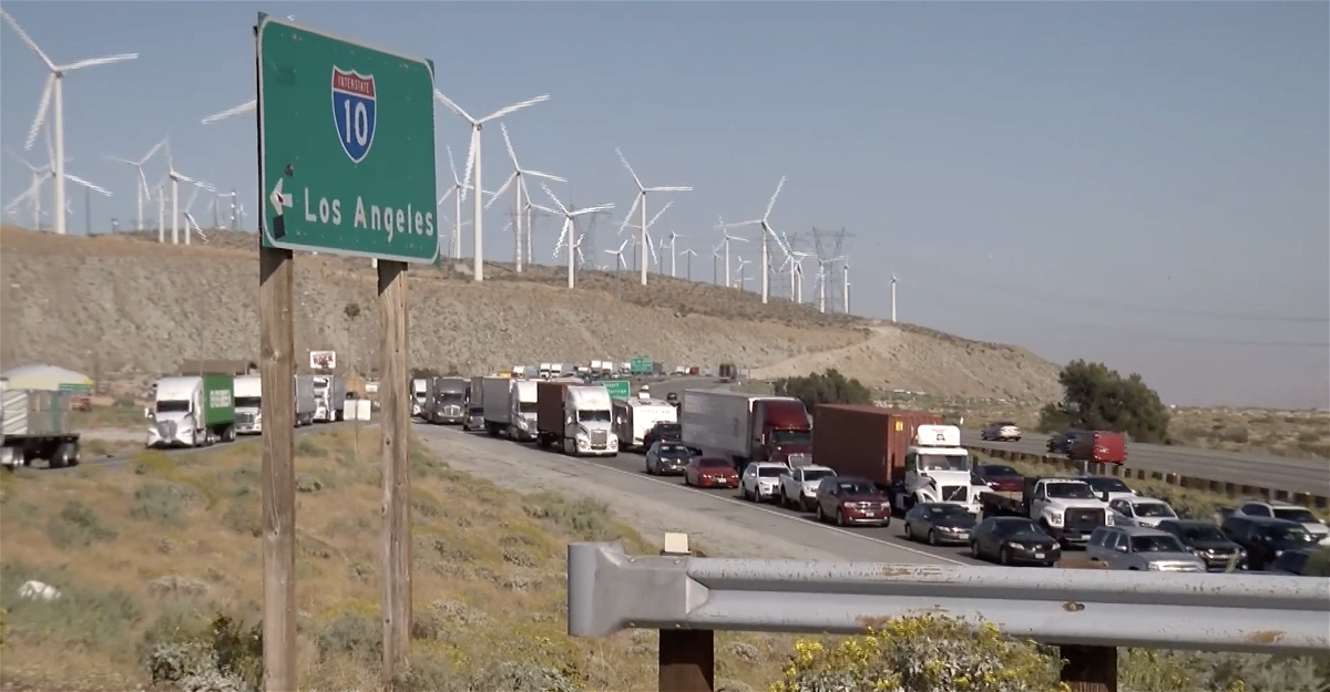 Interstate 10 west saw traffic backup as weekend one of Coachella Festival wrapped up.