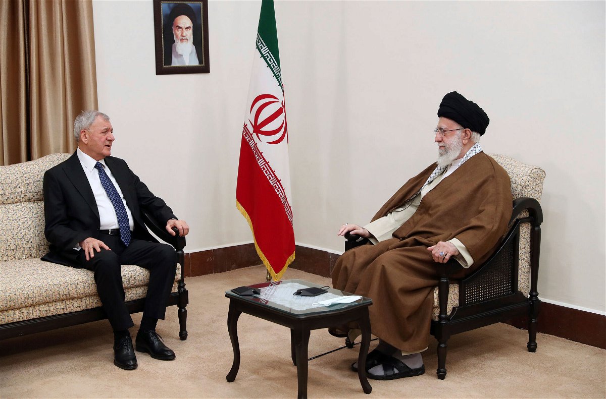 <i>Office of the Iranian Supreme Leader/AP</i><br/>Iraqi President Abdul Latif Rashid with Iran's Supreme Leader Ayatollah Ali Khamenei in Tehran