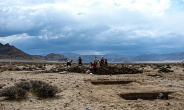 Excavation of the Xiongnu Elite Tomb 64 contains a high-status aristocratic woman at the site of a cemetery at Takhiltyn Khotgor in  Mongolia's Altai Mountains.