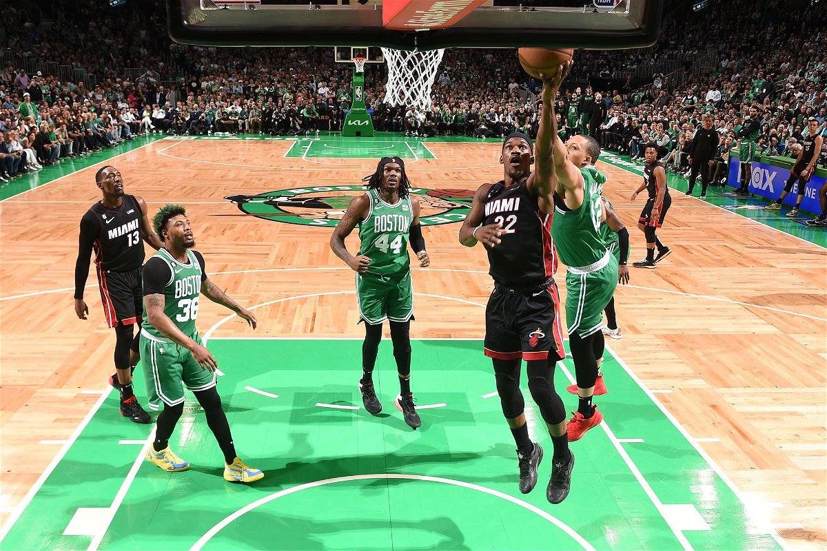 <i>Brian Babineau/NBAE/Getty Images</i><br/>Jimmy Butler drives to the basket during Game 7 of the Eastern Conference Finals against the Boston Celtics.