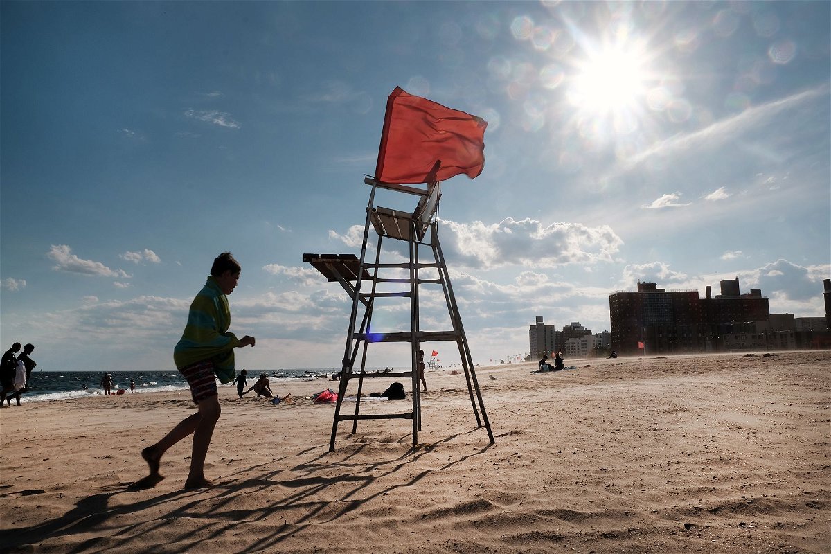 <i>Spencer Platt/Getty Images</i><br/>An empty lifeguard chair stands at Coney Island