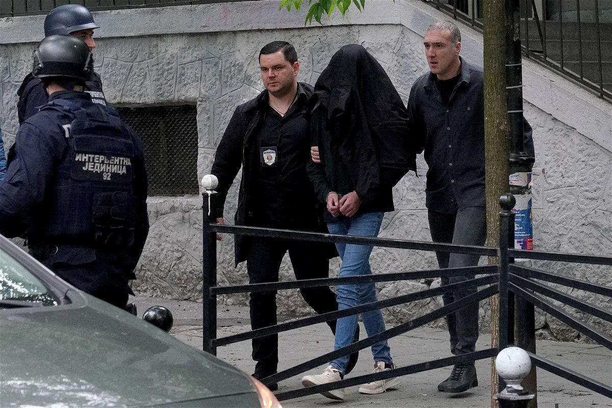 <i>Oliver Bunic/AFP/Getty Images</i><br/>A 13-year-old boy opened fire on his classmates at a school in the Serbian capital Belgrade on May 3