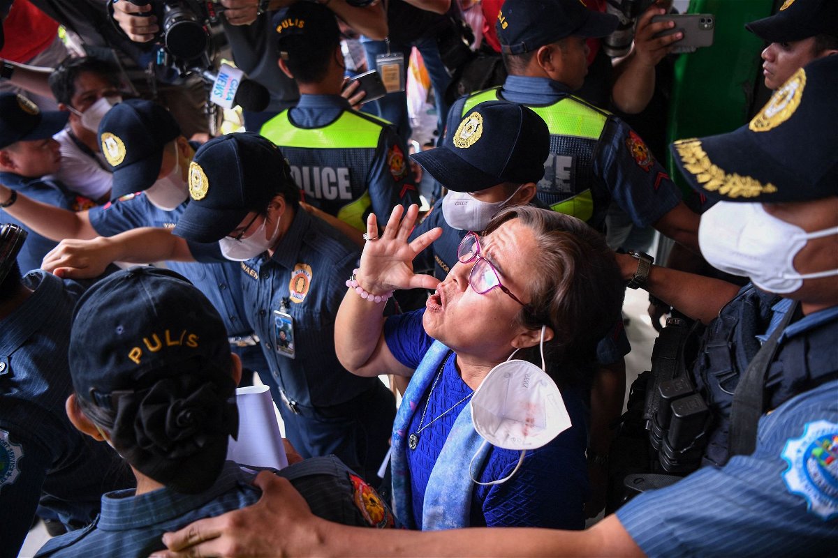 <i>Ted Aljibe/AFP/Getty Images</i><br/>Leila de Lima was acquitted on one of two remaining drug charges filed against her under the administration of former President Rodrigo Duterte.