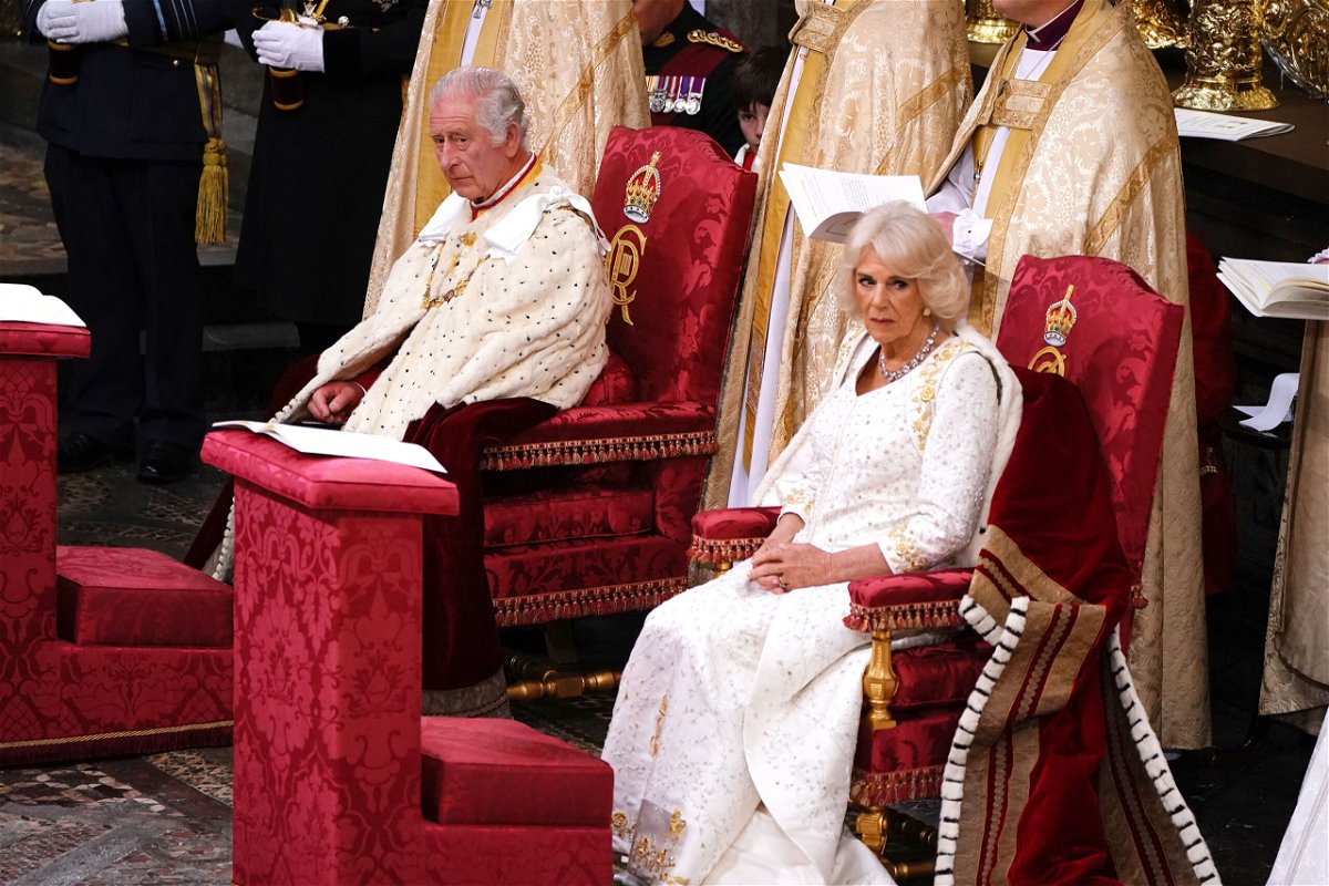 <i>Yui Mok/Pool/AFP/Getty Images</i><br/>Britain's King Charles III and Britain's Camilla