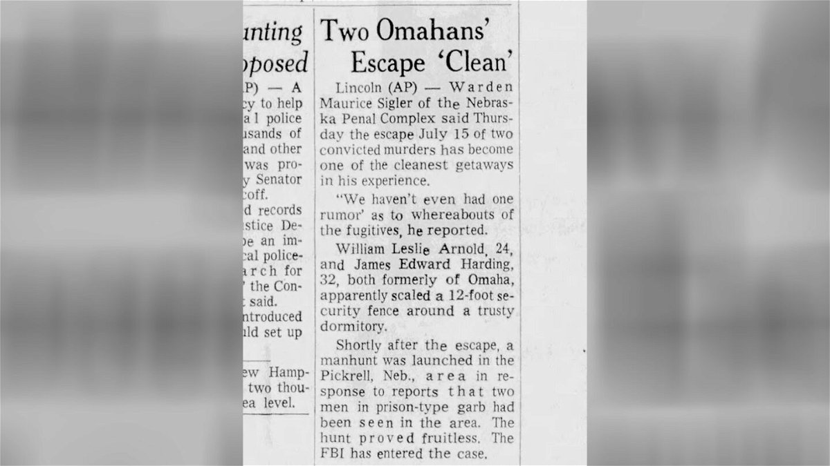 <i>Courtesy Omaha World Herald</i><br/>Newspaper reports at the time documented their escape over a 12-foot high fence.