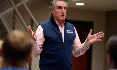 Republican presidential candidate North Dakota Gov. Doug Burgum speaks during a town hall meeting on June 9 in Elkhart