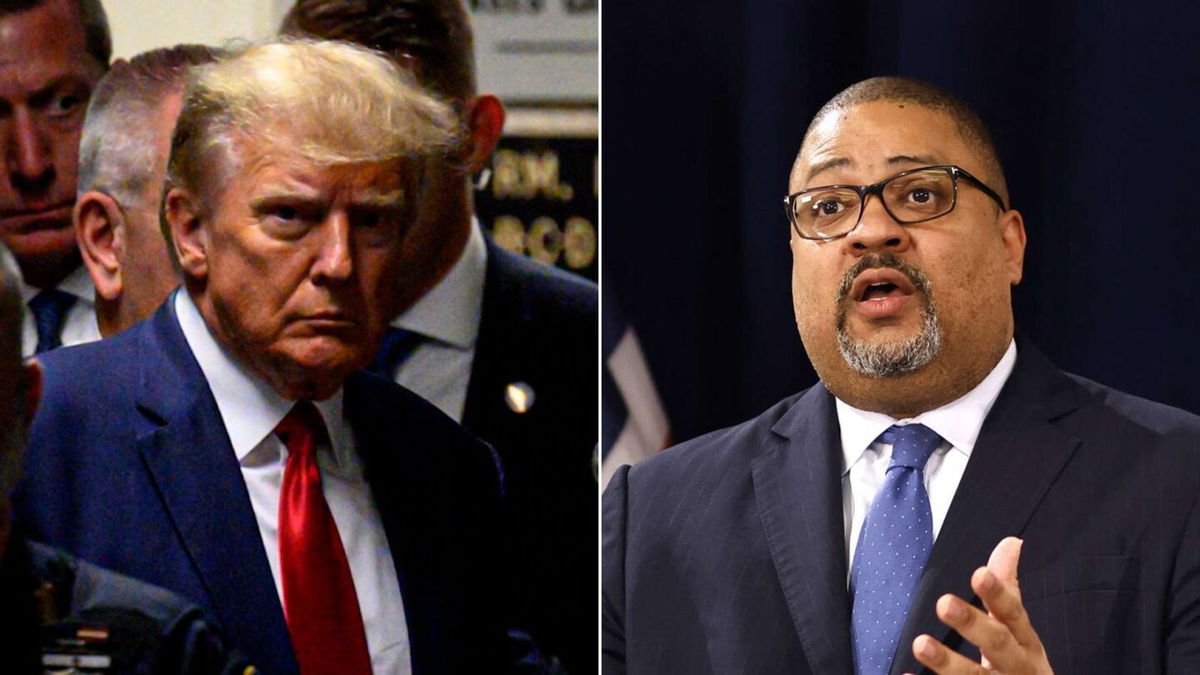 <i>Getty Images</i><br/>Former President Donald Trump (left) and District Attorney Alvin Bragg are pictured here in a split image.