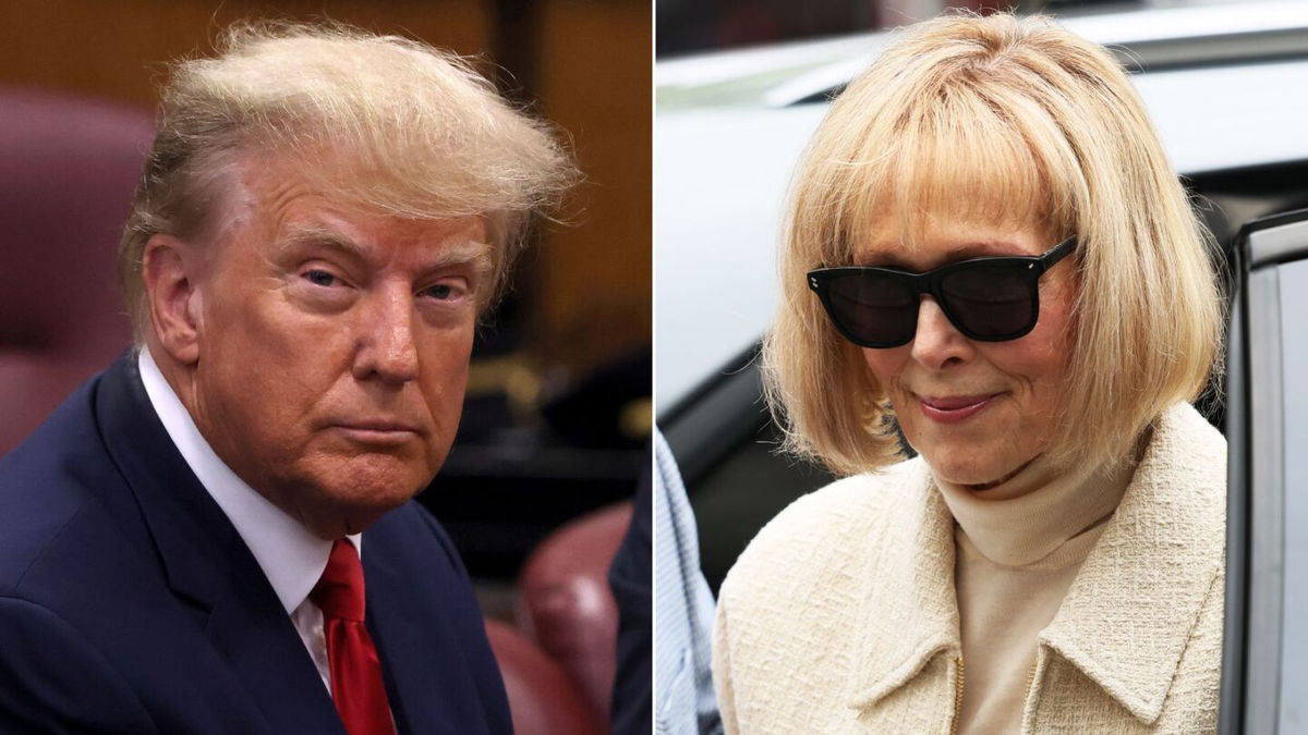 <i>Getty Images</i><br/>Donald Trump (left) and E. Jean Carroll are seen here in a split image.