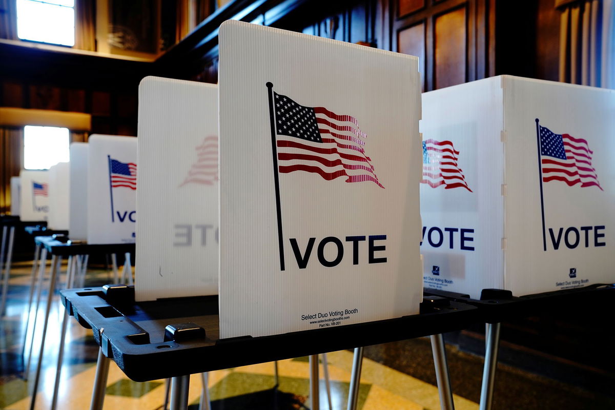 <i>Bing Guan/Reuters/FILE</i><br/>Unused privacy booths are seen at a voting site in Tripp Commons inside the Memorial Union building on the University of Wisconsin-Madison campus on Election Day in Madison