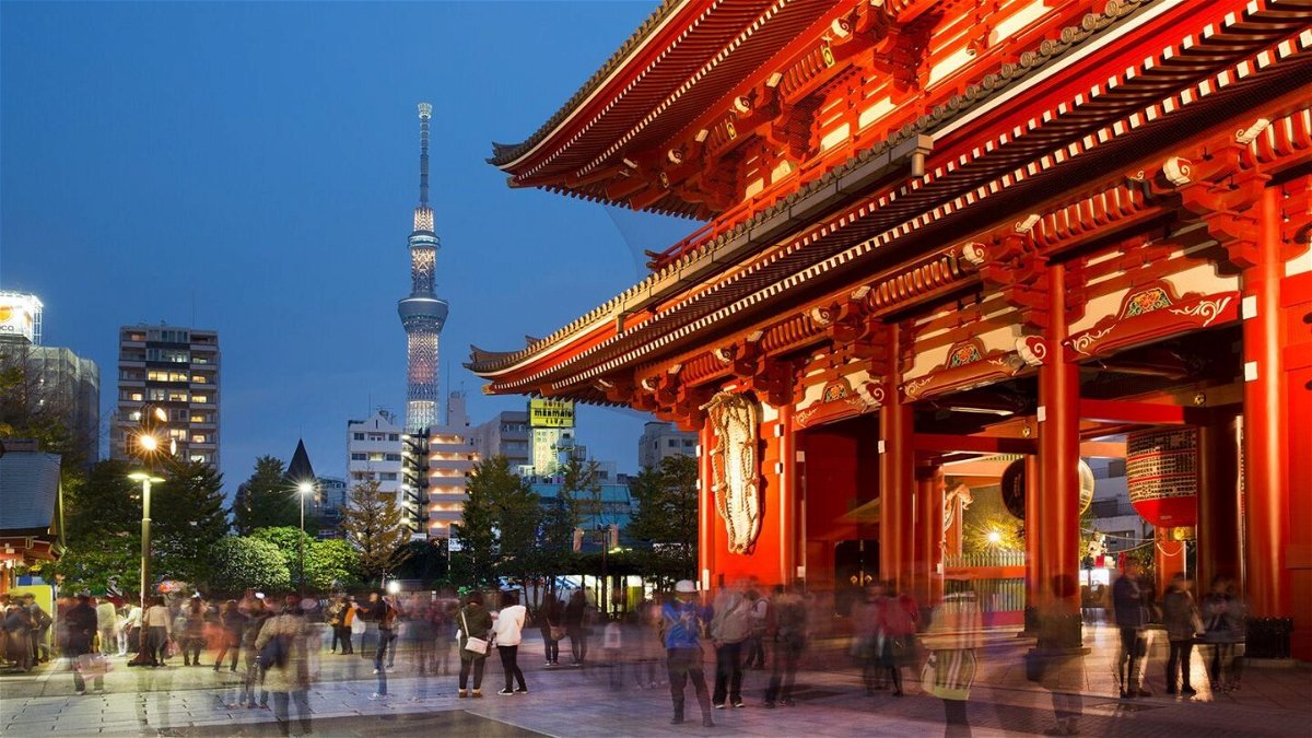 <i>Grant Faint/The Image Bank Unreleased/Getty Images</i><br/>Sky tree tower with Asakusa buddhist temple in foreground evening.
