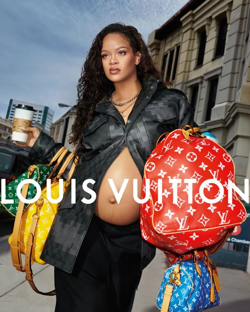 Virgil Abloh and Rihanna attending the Louis Vuitton Menswear