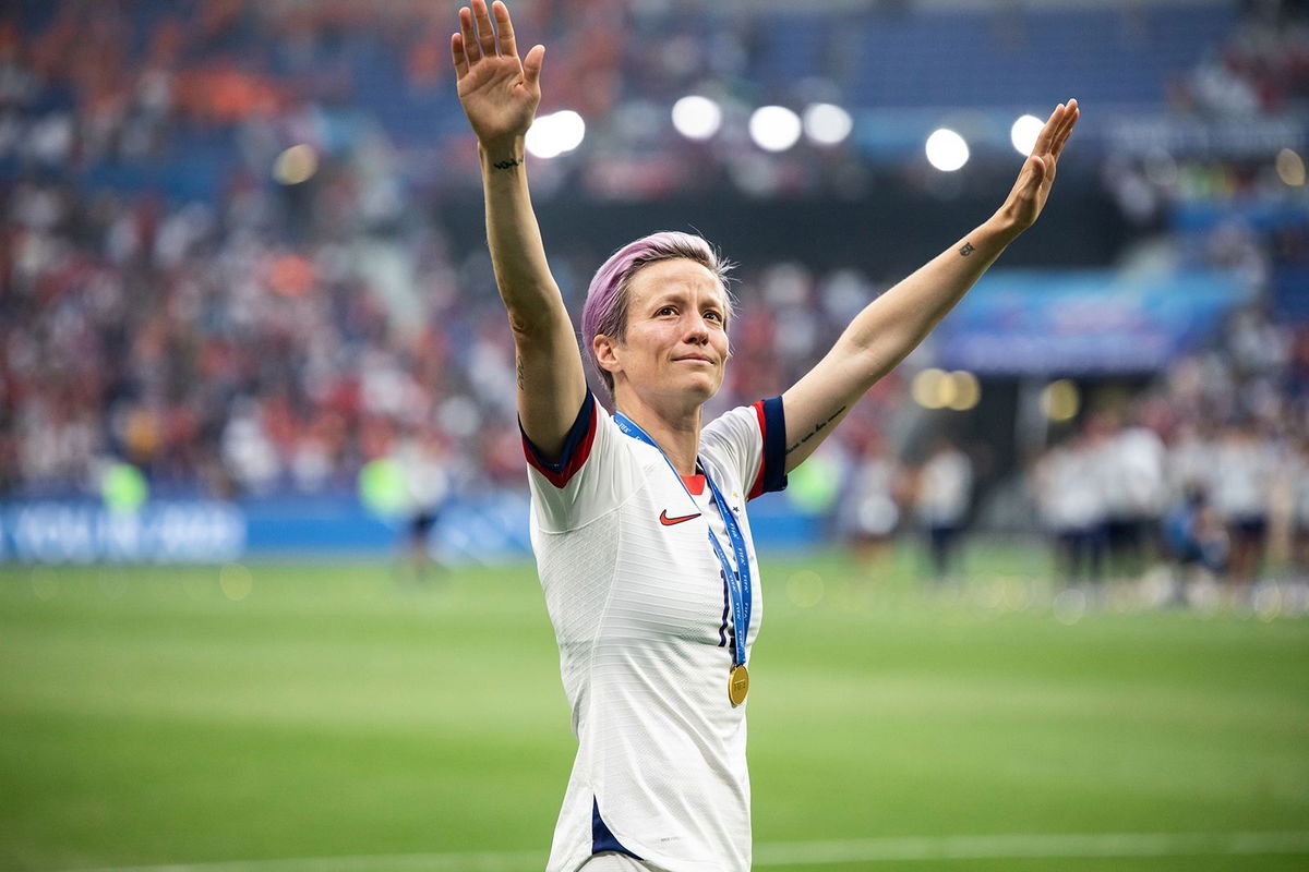 <i>Mikoaj Barbanell/SOPA Images/LightRocket/Getty Images</i><br/>Rapinoe celebrates having won the 2019 Women's World Cup.