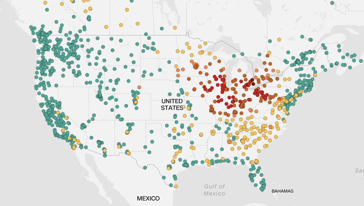 <i>US Environmental Protection Agency/CNN</i><br/>Millions of people from the Midwest to the East Coast are under air quality alerts as wildfire smoke originating from Canada wafts over major US cities.