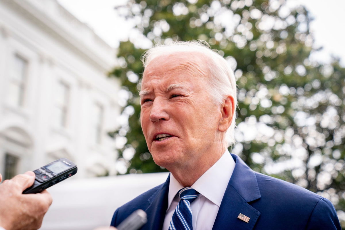 <i>Andrew Harnik/AP</i><br/>President Joe Biden speaks with members of the media before boarding Marine One on the South Lawn of the White House in Washington on Wednesday