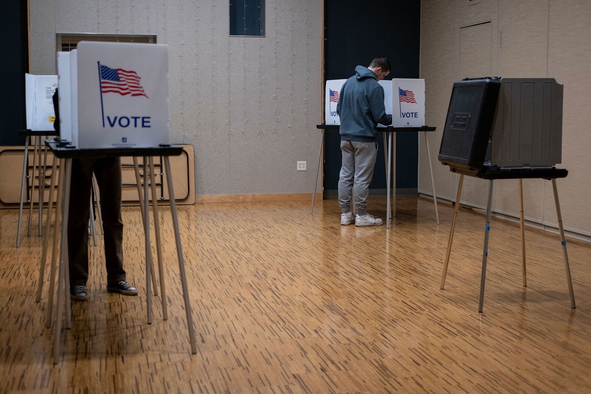 <i>Jim Vondruska/Getty Images</i><br/>Voters cast their ballots at the Hillel Foundation in Madison