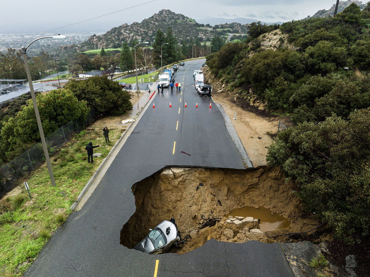 A large sinkhole opened up on a road in the Chatsworth area of Los Angeles in January