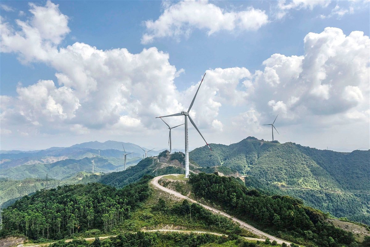 Wind farm in Nanning in south China's Guangxi Zhuang autonomous region.